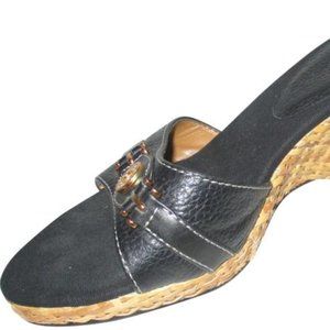 *Joan And David Brown Open Toe Lacquer Wicker